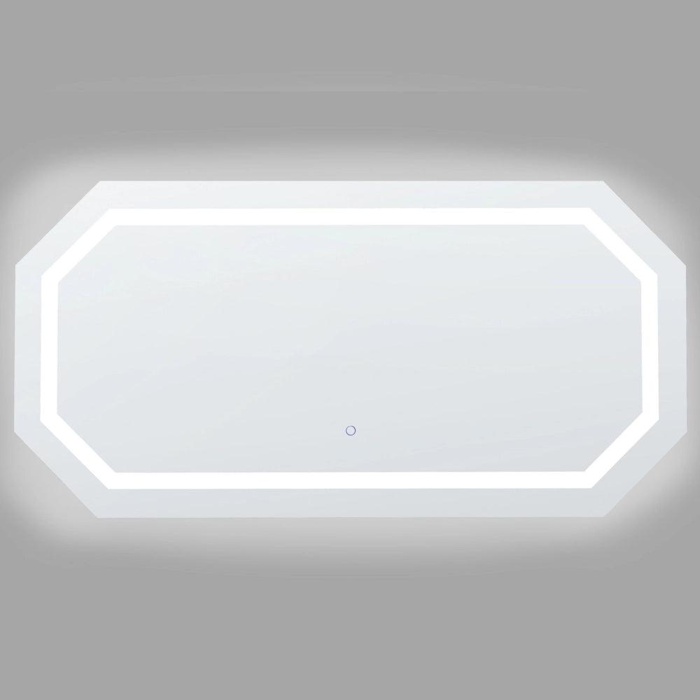 Specchio da muro ottagonale con LED 120 x 60 cm stile moderno contemporaneo bagno illuminazione