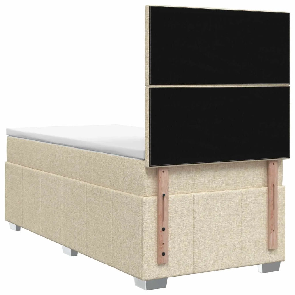 Letto Box Spring LED con Materasso Crema 100 x 200 cm Tessuto 3455547