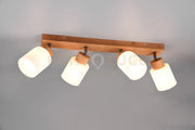 ASSAM BARRA 4 SPOTS BASE LEGNO CON VETRI BIANCHI L. 60CM ATTACCO E14
