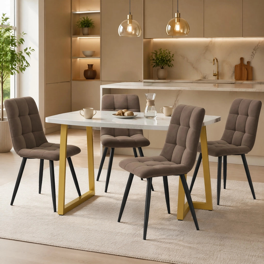Set tavolo da pranzo con 4 sedie 117x68x75 cm in MDF marrone