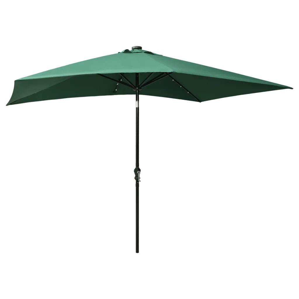 Ombrellone a Sbalzo con Palo in Acciaio e LED Verde 2x3 m 313786