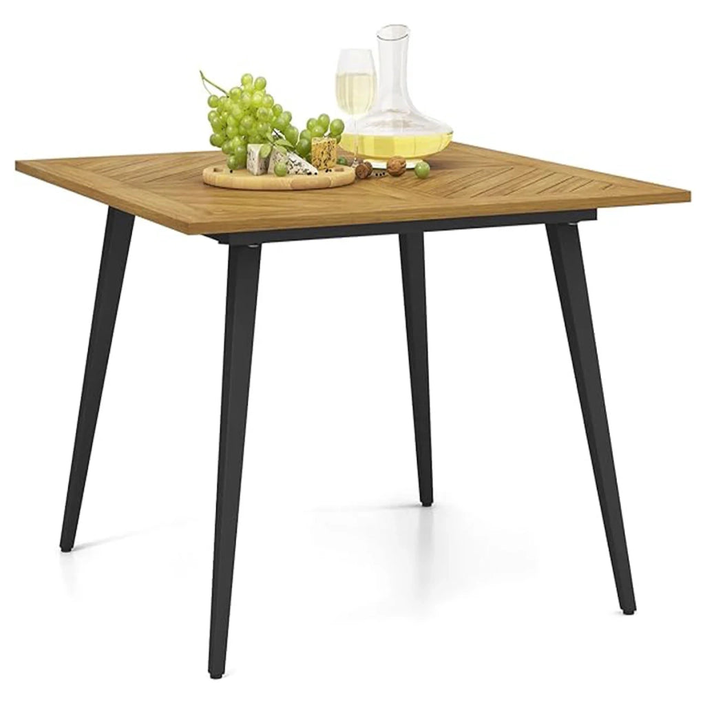 Tavolo da pranzo da esterno 107 x 107 x 75 cm con foro per ombrellone design moderno in legno di acacia nero 20_0014047