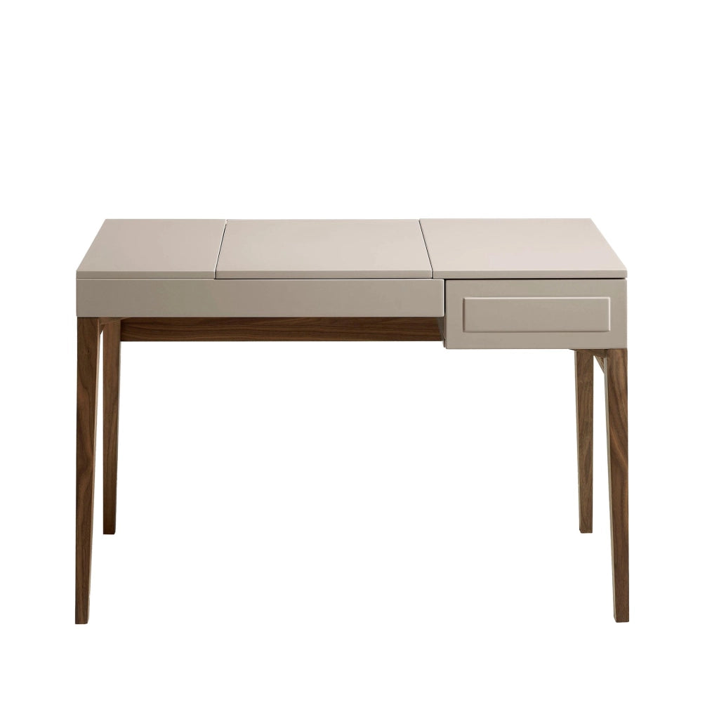 Comodino in legno grigio e noce con specchio