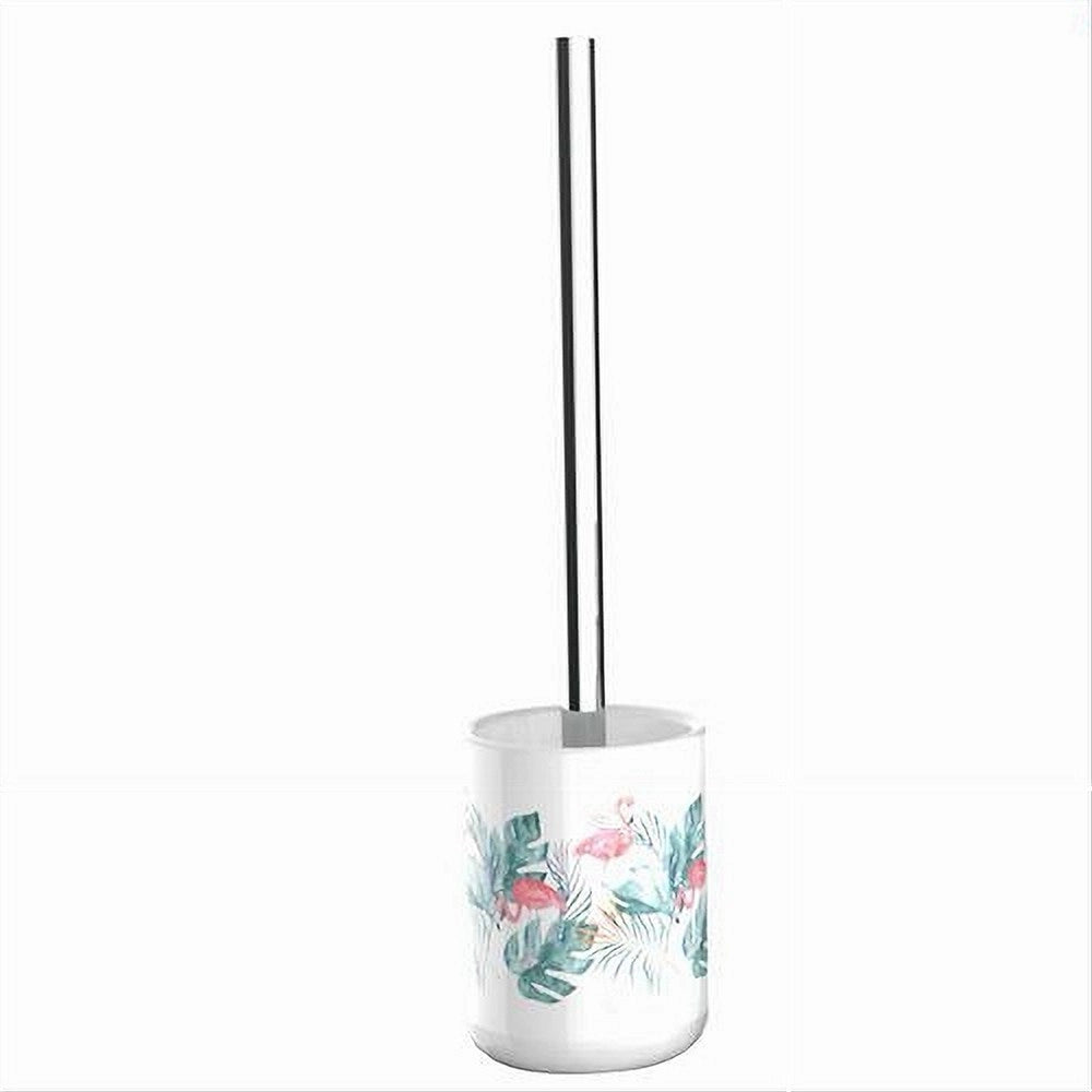 Trade Shop - Portascopino Porta Scopino Bagno Wc Toilette Fenicotteri Scopino Completo 69961 -