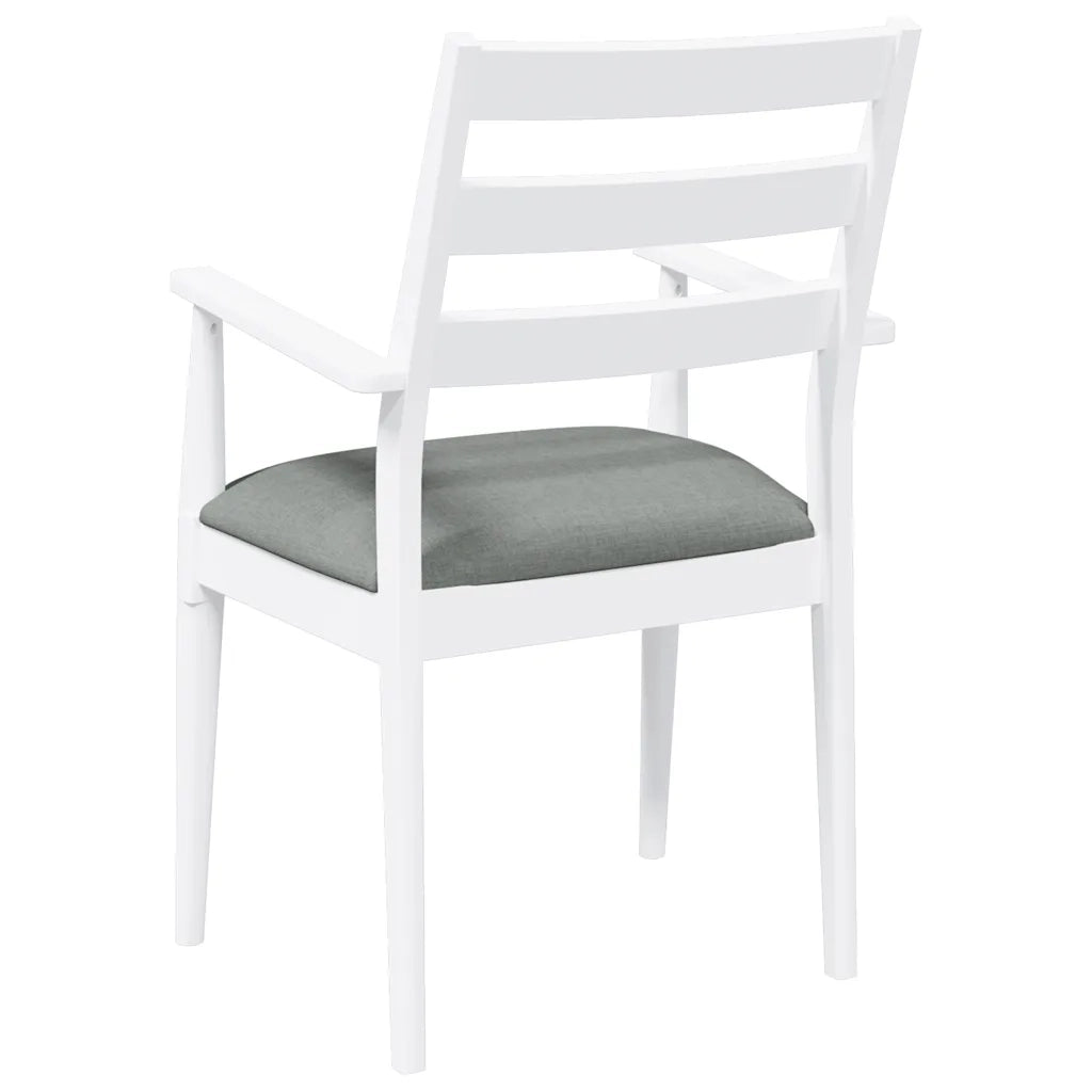 Sedie da Pranzo con Cuscini 2 pz Bianco Legno Massello di Hevea 4102474