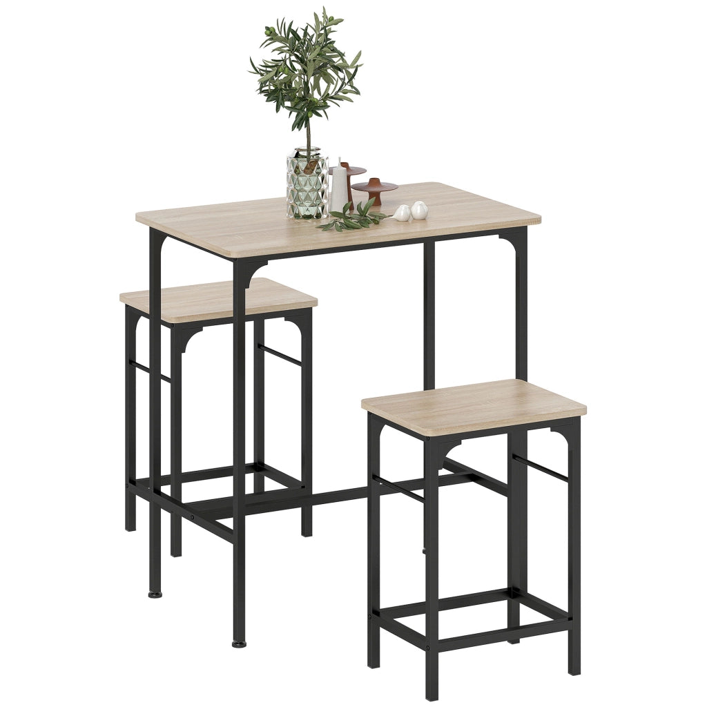 Set tavolo bar con 2 sgabelli ¨C Xylo ¨C telaio acciaio effetto legno naturale