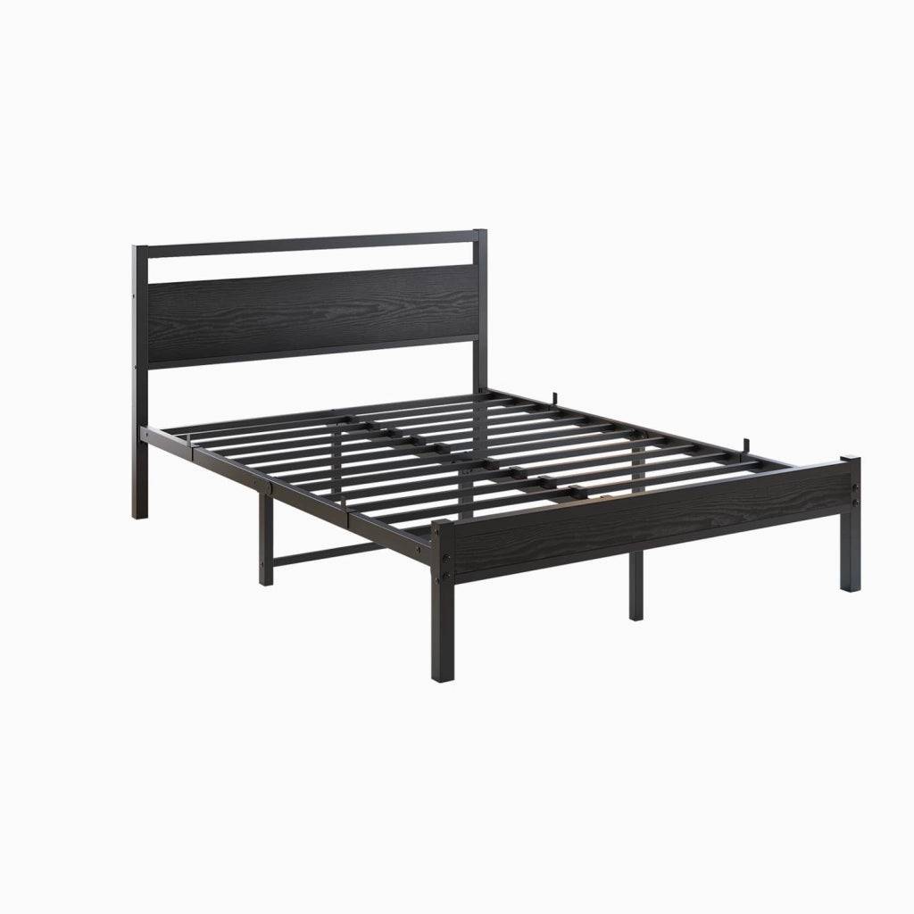 LETTO 120x200 cm in Metallo e MDF Nero con rete a doghe