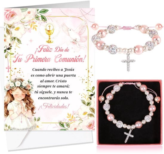 Carta di auguri per bambine - Carta di auguri per la prima comunione - Set di cartoline augurali - Carte augurali per bambine con finitura antiscivolo