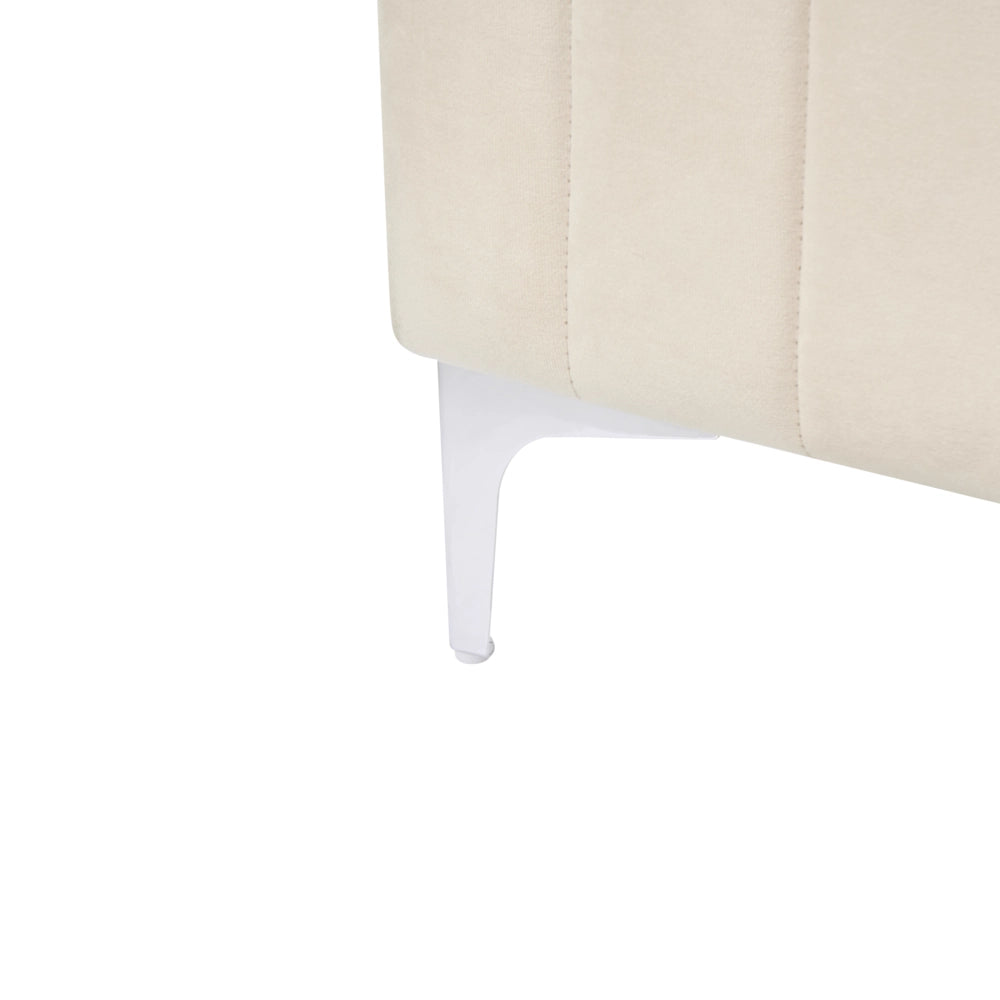 Letto in velluto grigio 180 x 200 cm trapuntato testiera gambe in metallo design moderno