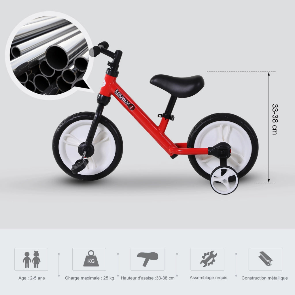 Bicicletta Bambini 2 in 1 ¨C zephmum ¨C Rosso, Acciaio, 12'