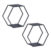 Set di 2 mensole da parete moderno mobile contenitore acciaio 32 x 37 x 19 cm nero 03_0009758