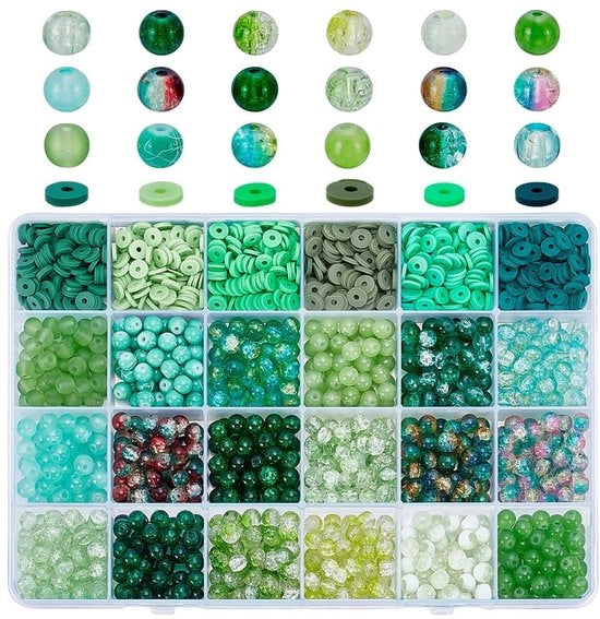Set di spacer in polimero per gioielli - 1848 pezzi - 24 colori - 6 mm - per artigianato DIY