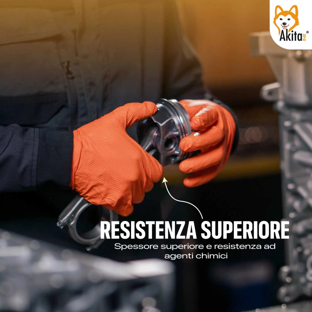 Guanti Nitrile Arancione XXL Akitaink Full Grip 100pz