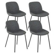 E-STYLO Sedia da pranzo in tessuto grigio scuro e gambe in metallo nero, 57cm X 46cm H. 80cm.