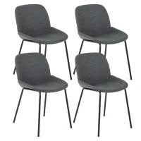E-STYLO Sedia da pranzo in tessuto grigio scuro e gambe in metallo nero, 57cm X 46cm H. 80cm.
