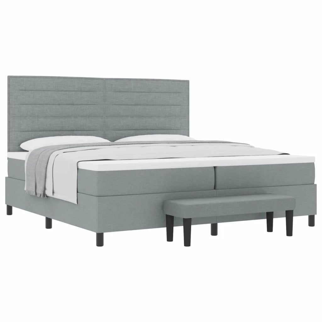 Letto a molle con testiera Grigio chiaro 200 x 200 cm Tessuto 3344016