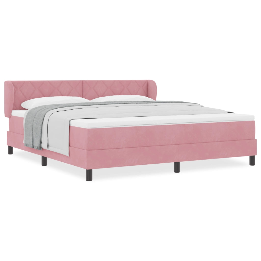Letto a Box con Materasso Rosa 180x200 cm Velluto