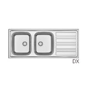 LAVELLO INCASSO IN ACCIAIO INOX MOD. LS06 CM 120X50- cm. 120 gocciolatoio dx- DH- pezzi 1