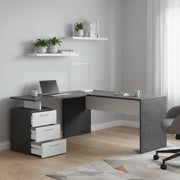 Ascuby, Scrivania Angolare Made in Italy, 180x60x75h cm Grigio Ardesia