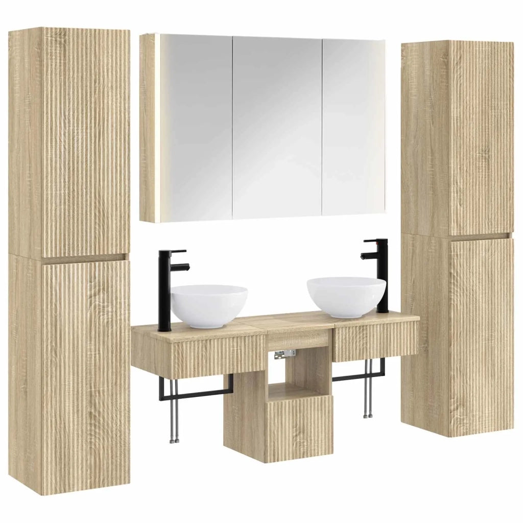 Set di mobili per il bagno 6 pcs Rovere Sonoma 3407185