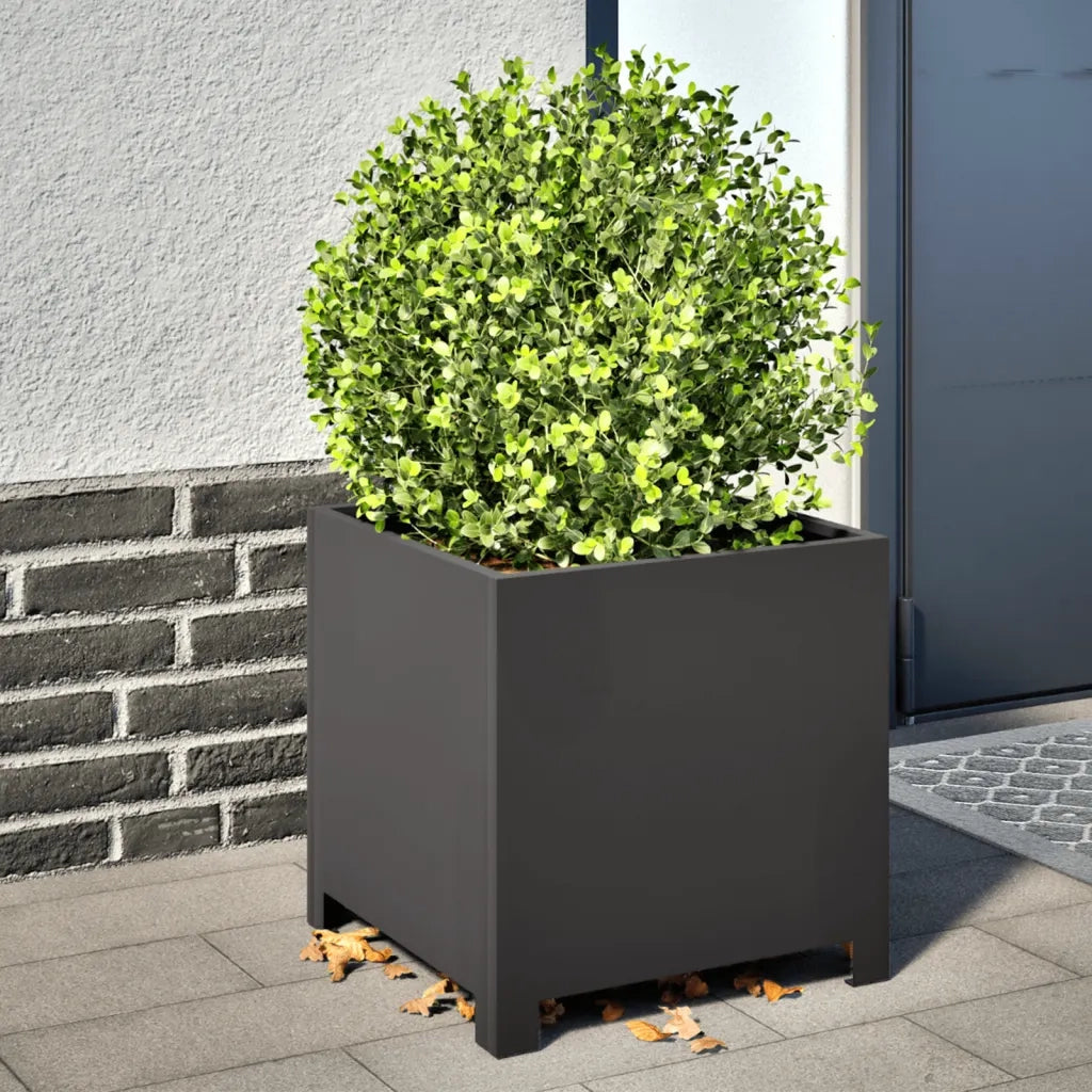 Fioriera | Cassetta per fiori | Vaso da Giardino Nera 40x40x40 cm Acciaio