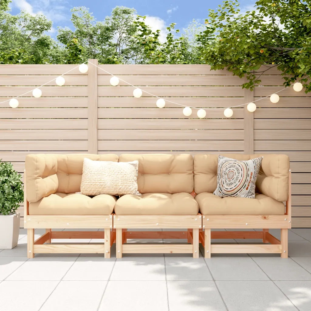 Salotto da Giardino-Set Salotto da Giardino 3 pz in Legno Massello di Pino 979983