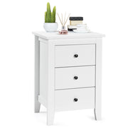 Comodino con 3 cassetti, Cassettiera moderna vicino al letto Bianco