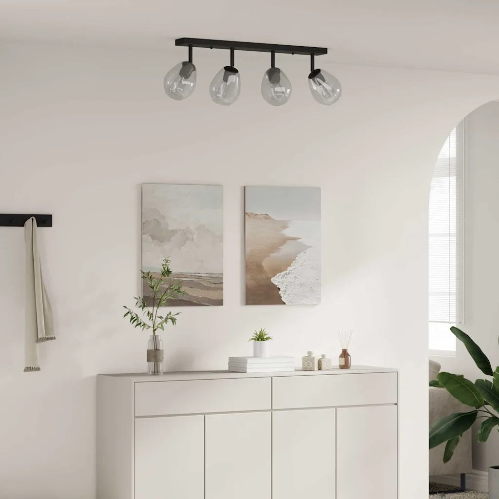 Faretto da soffitto Nero 73,5 x 13 x 26 cm Vetro e Metallo 42001221