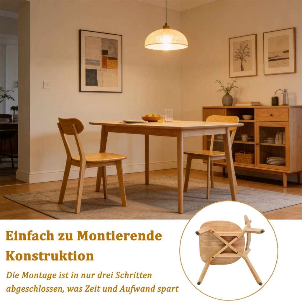 SEDIA da pranzo Set da 2 pezzi in legno massello colore legno