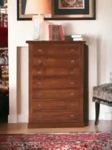 cassettiera settimino in legno arte povera 7 cassetti pomelli ad anello