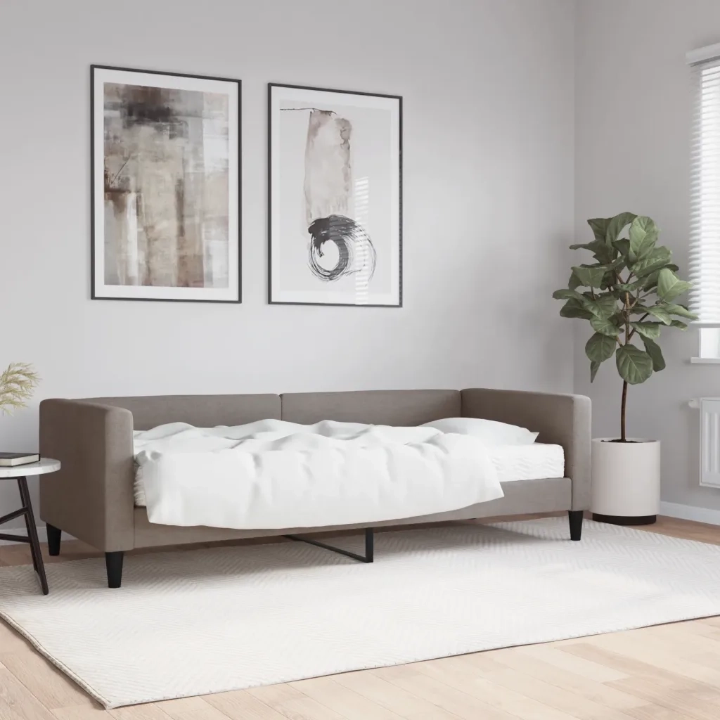 Divano Letto con Materasso Tortora 80x200 cm in Tessuto 3196558