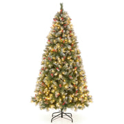 Albero di Natale pre-illuminato da 195cm, Albero artificiale con cerniere luci LED 8 modalit¨¤ di illuminazione-Alberi di Natale