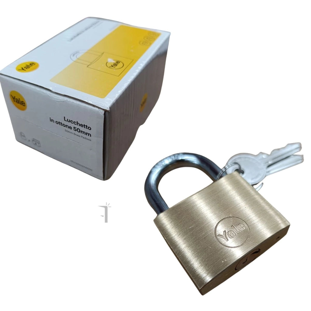 6 X Lucchetto in ottone Yale 50mm con arco in acciaio