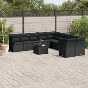 Set Divani da Giardino 11 pz con Cuscini in Polyrattan Nero 3250084