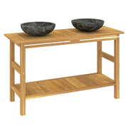 Mobile da bagno 132 x 45 x 75 cm e lavandini in marmo nero teak massello 02_0006553
