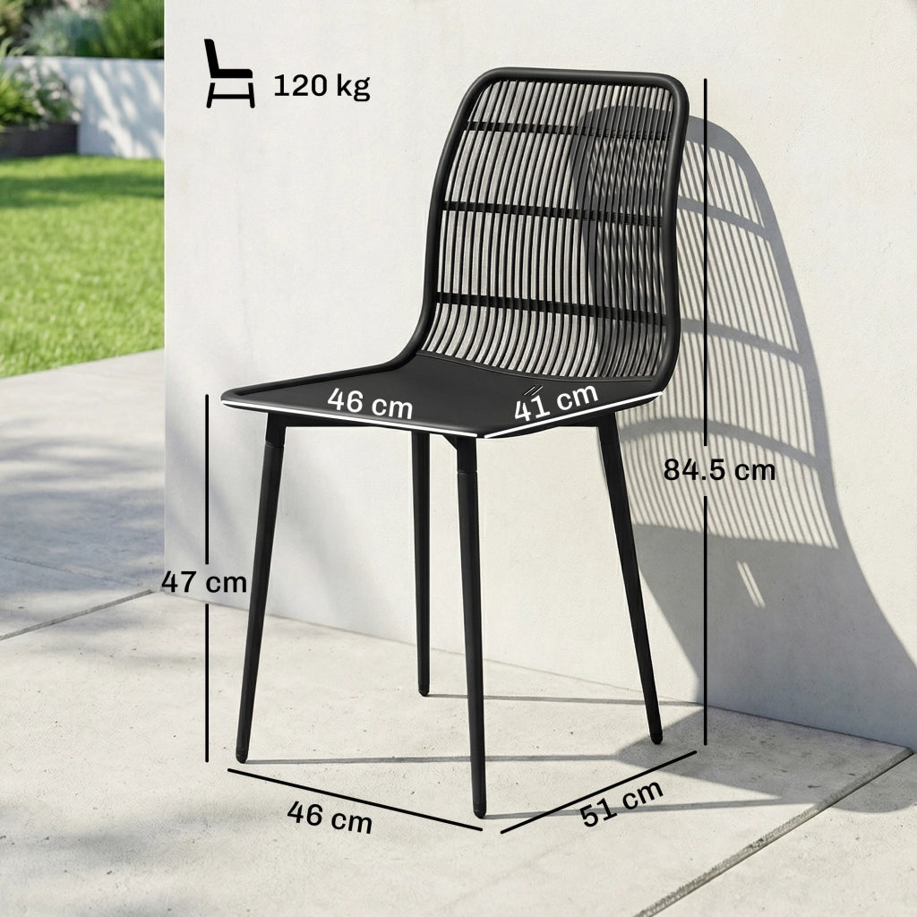 Sedie da Pranzo per Esterni Set da 4, Sedie da Giardino con Schienale Fessurato, Nero