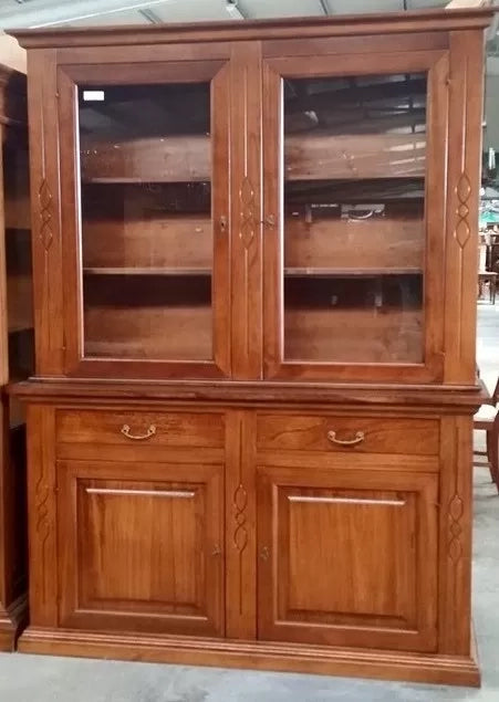 Cristalliera 2 ante in legno finitura noce bassano l.168 p.48 h.222 (597) - Mobili 2G