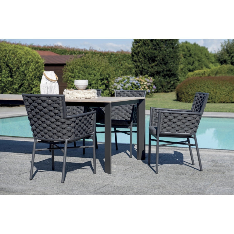 Tavolo Arenzano 211/276 Alluminio Antracite Top Alluminio Effetto Legno Moia