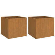 Fioriera rialzata per piante fiori giardino terrazze set da 2 49 x 47 x 46 cm acciaio corten marrone 02_0038987