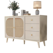 Credenza con 2 ante e 3 cassetti - per soggiorno e sala da pranzo - in truciolare - 120×40×82.5 cm - bianco