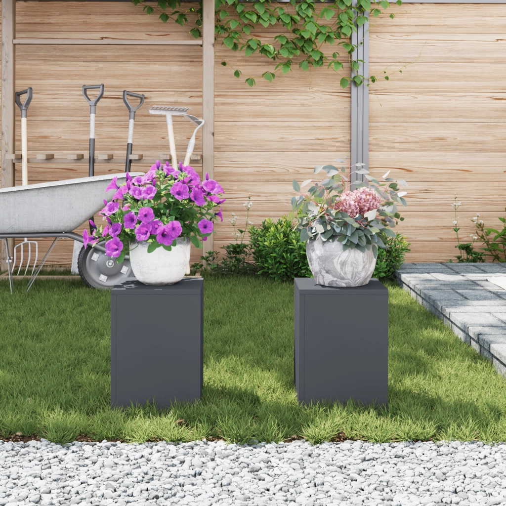 Supporti per Piante da Esterno Pilastro 2 pz Antracite 24x24x35 cm Acciaio