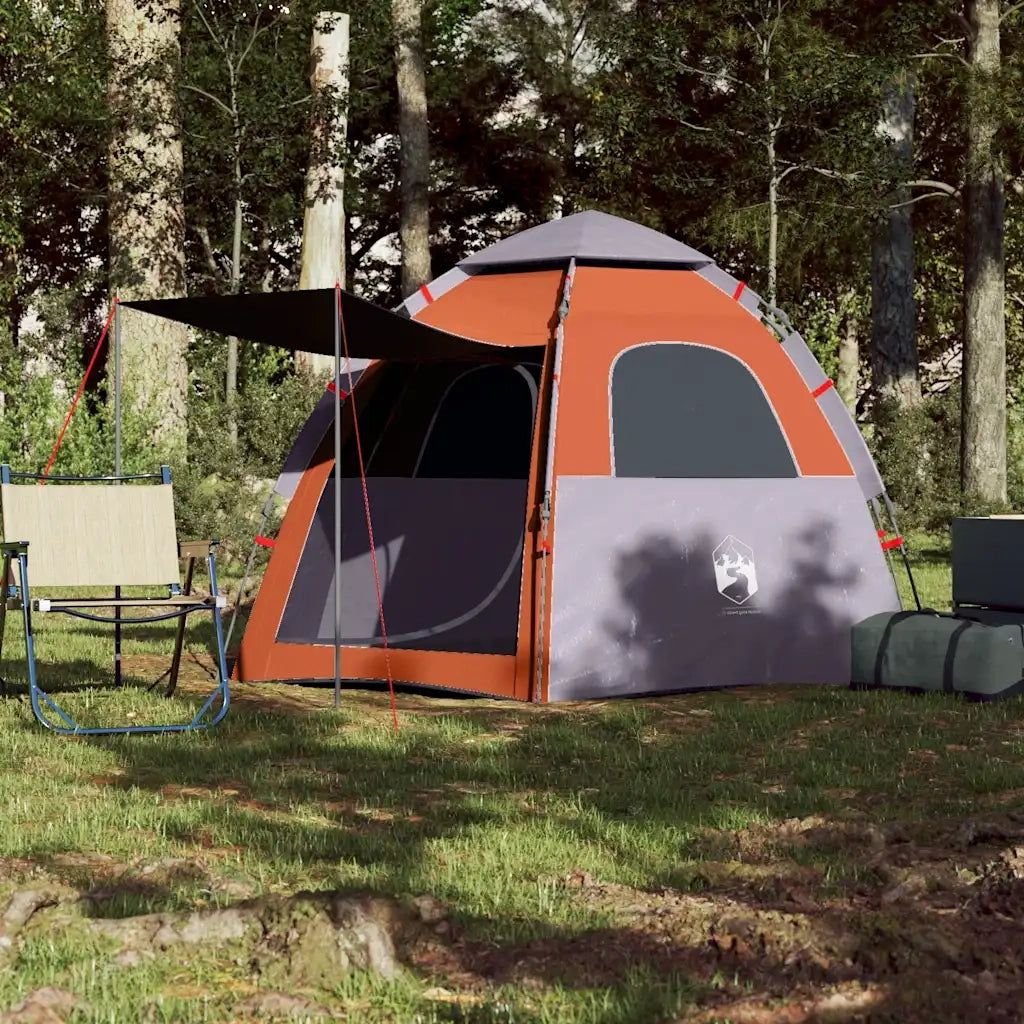 Tenda Campeggio Cabina 4 Pers. Grigio Arancione Rilascio Rapido 4005334