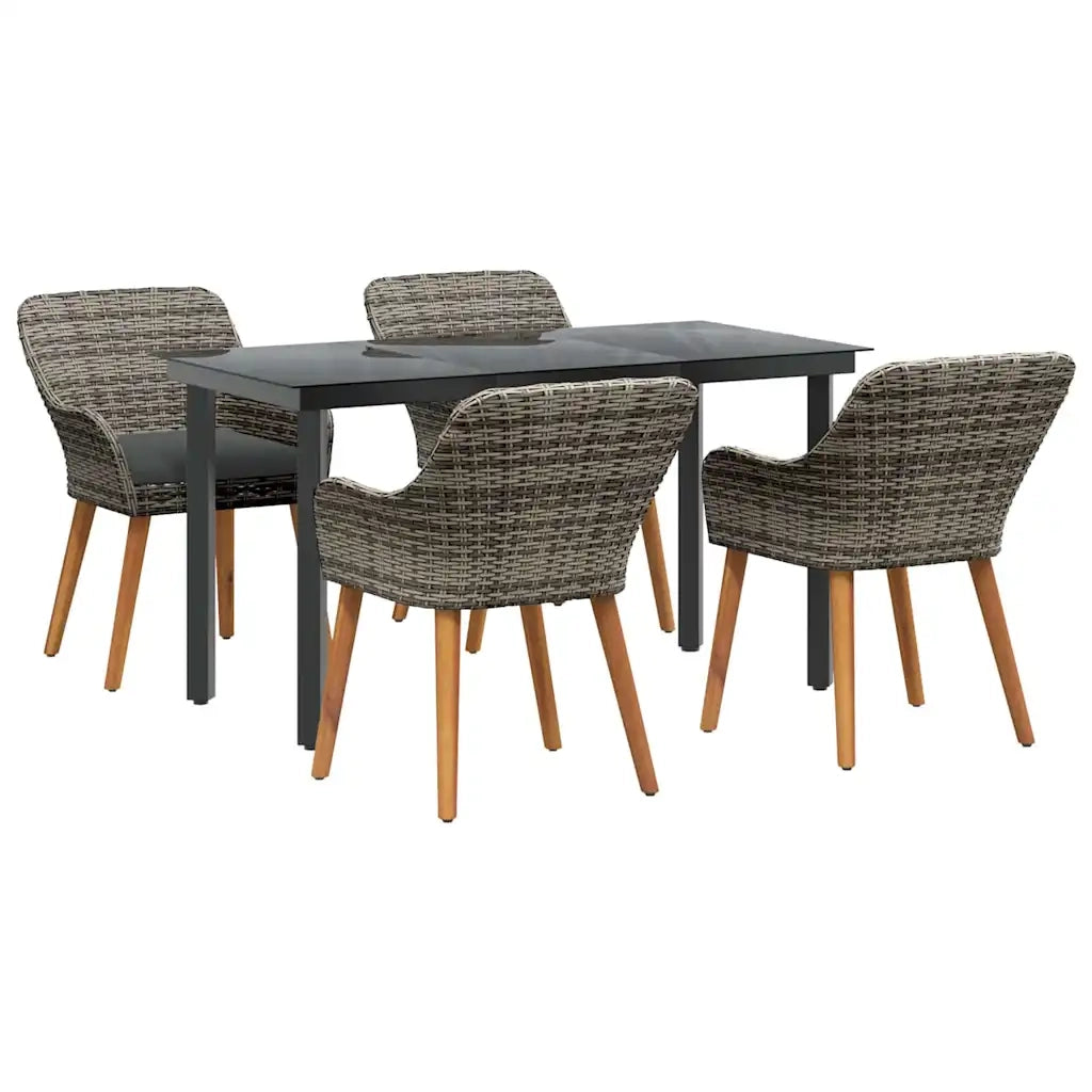 Set da Pranzo per Giardino con cuscino 5 pcs Grigio polyrattan 3261686