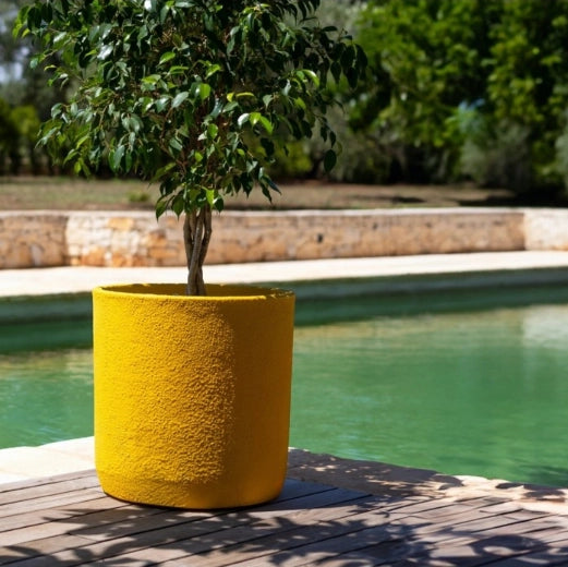 Vaso Cilindro effetto Bouclè cilbou 40 cm Colore: Bianco Perla