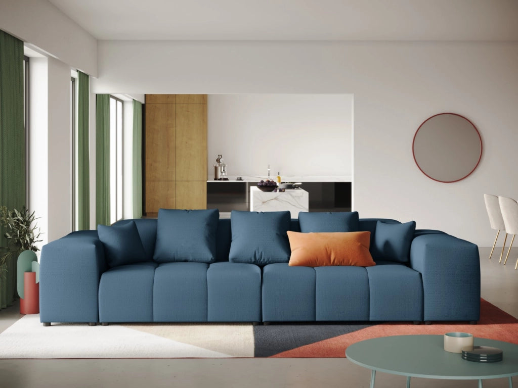 Cosmopolitan Design - Divano modulare "Rome" 3 posti in tessuto strutturato blu scuro 