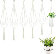 Set di 6 Pendenti Macramé per Piante - Decorazione Boho - Filo di Cotone - 90/105/122 cm