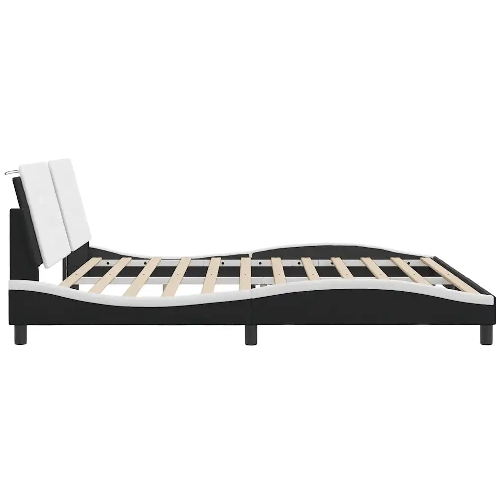 Giroletto senza Materasso Zadar Bianco e Nero 200x200 cm in Similpelle