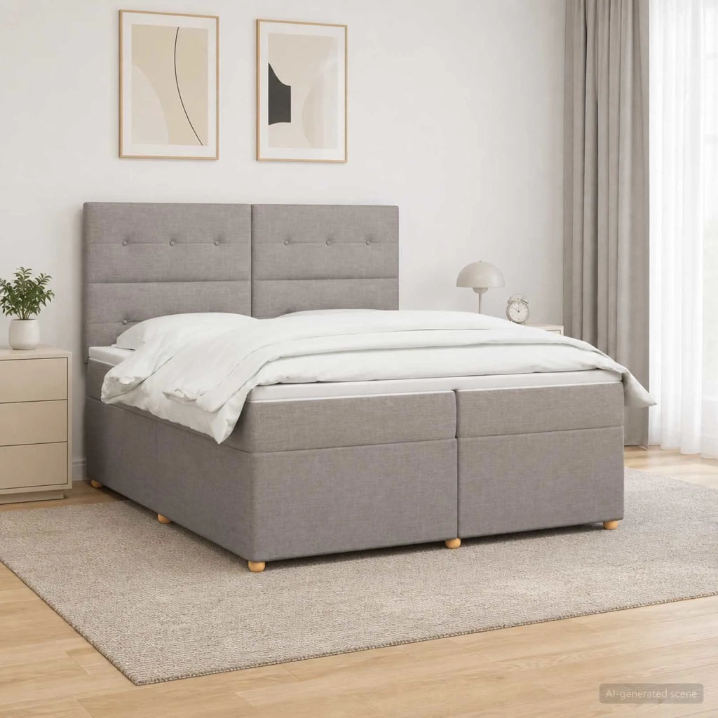 Letto box spring con materasso Tortora 200 x 200 cm Tessuto 3453967