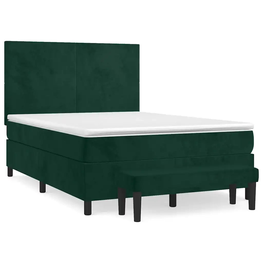 Giroletto a Molle con Materasso Verde Scuro 140x190 cm Velluto 3137722