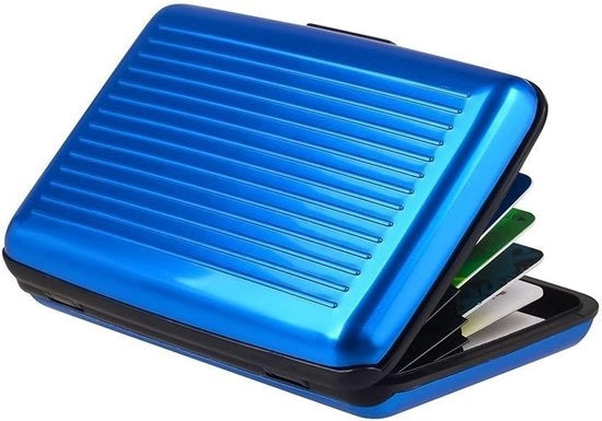 Ottimizzatore Portafoglio in Alluminio - Protezione RFID - Design Sottile - 6 Celle - Impermeabile - Meccanismo di Chiusura Facile - Portamonete in Credito